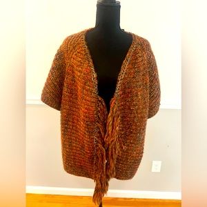 Fringe open cardigan sweater